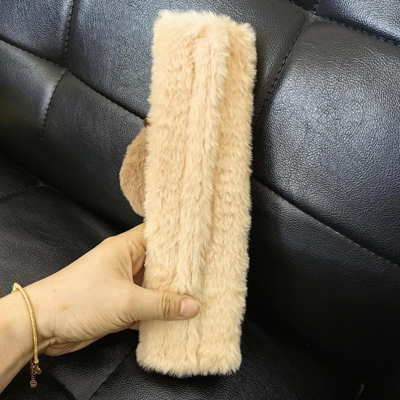 New Cute Cartoon Capybara Universal Car Seat Belt Cover Imitation Rabbit Fur Long Plush Auto Safety Shoulder Pad For Kids Ladys