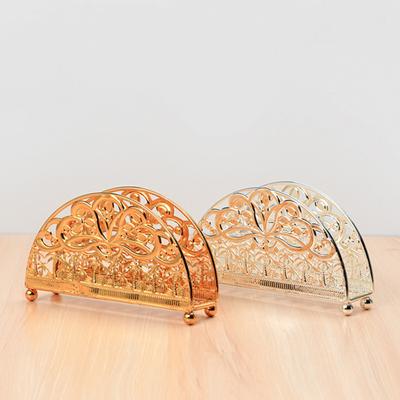 Table Napkin Holder Non-slip Base Hollow-carved Light Luxury Semicircular Tissue Holder Shelf for Dining Room