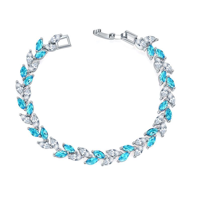 Colorful Crystal Willow Leaf Bracelet Women'S Niche Design Bracelet Bracelet Jewelry Zircon