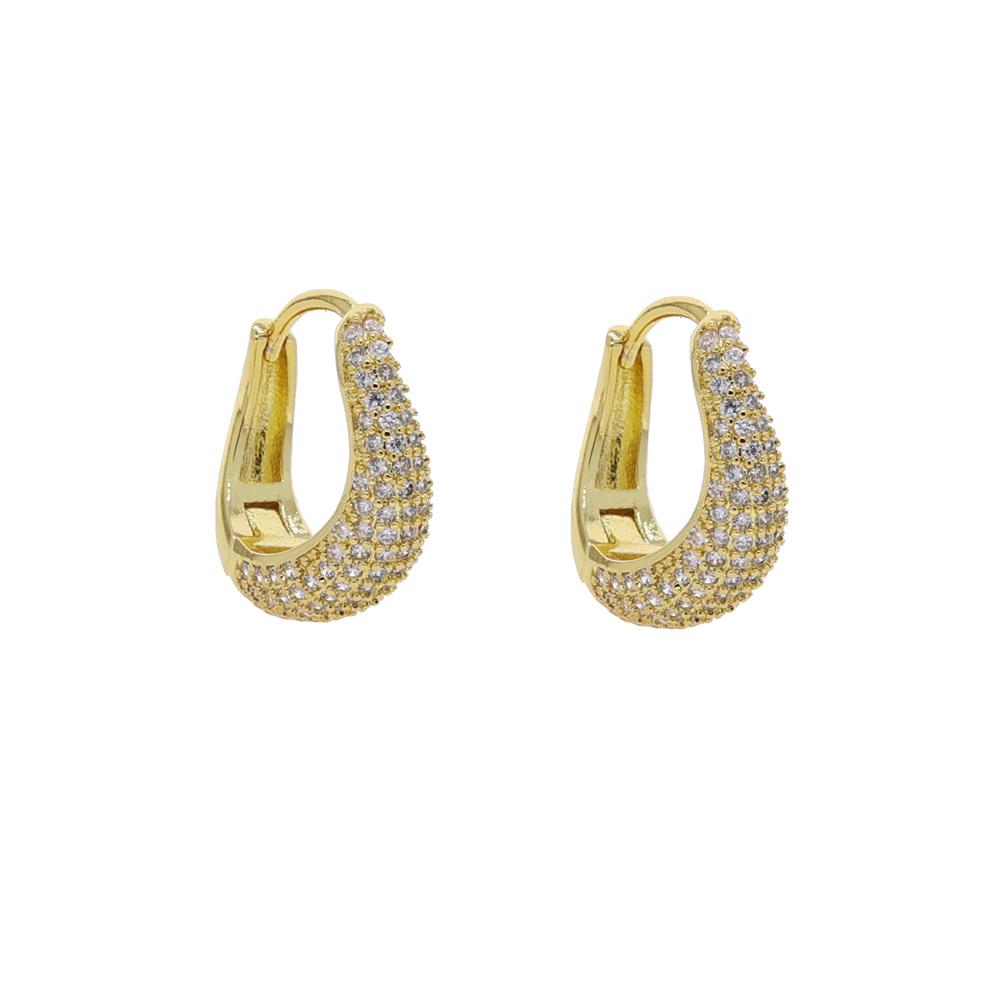2026 Hot Selling 18K Gold Plated Bling 5A Cubic Zirconia CZ Hoop Charm Earring for Girl and Women
