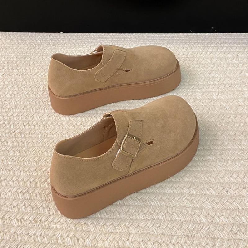 Fashion Thick Bottom Round Head Needle Buckle Plus Cotton Warm Fashion All Comfortable Non-slip Breathable Casual Women's Single Shoes