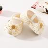 Wwo-piece Set Baby Girls Glitter Star Tulle Bow Crib Shoes & Matching Elastic Headband Set, Soft Dot Anti-Slip Sole Mary Jane Princess Shoes