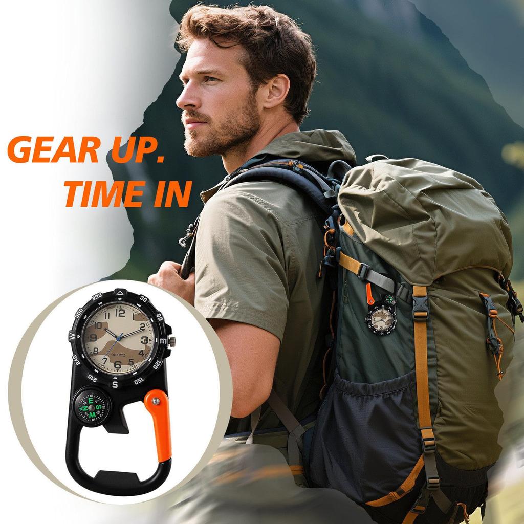 Carabiner Watch Clip Climbing Watch Analog Display Waterproof Pocket Watch Pendant Watch Watch for Backpack - Birthday Anniversary Christmas
