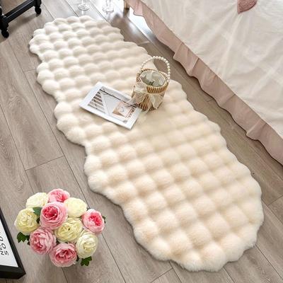 Covor de pluș oval, moale, din imitație de blană de iepure, covoraș pentru noptiera copiilor, cald, pentru iarnă, pernă pentru canapea/scaun, decor pentru camera de zi