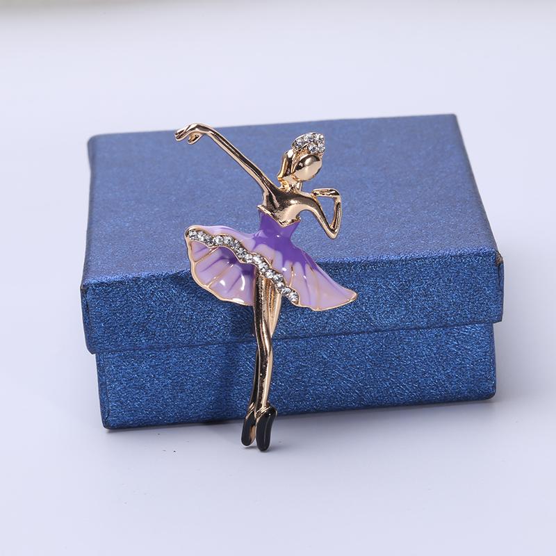 Fashion Rhinestone Dancing Girl Brooches for Women Enamel Character Pin Event Party Gift Backpack Decoration Clothes Accessories