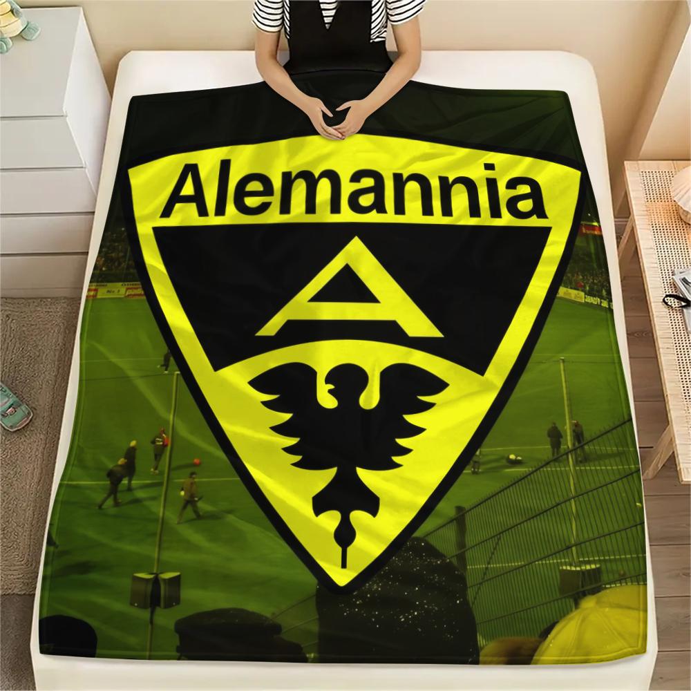 Alemannia Aachen Pattern Flannel Blanket, High Quality Comfortable for All Seasons, Home Decor, Warmth and Comfort, Perfect for Gifts.