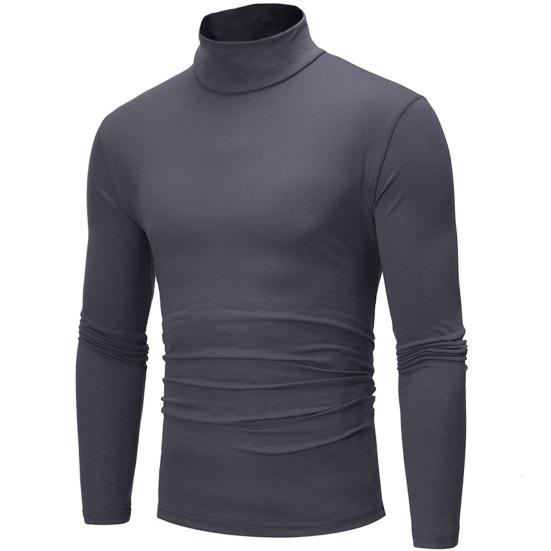 Männer Herbst Winter Slim Fit Bodenbildung T-shirt Rollkragen Lange Ärmel Einfarbig Elastische Dünne Pullover Tops Streetwear
