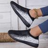 Light Elastic Walking Shoes for Women Knitted Mesh Flats Ladies Slip-ons Soft Sole Loafers Jogging Casual Sports Shoes Mother Shoes