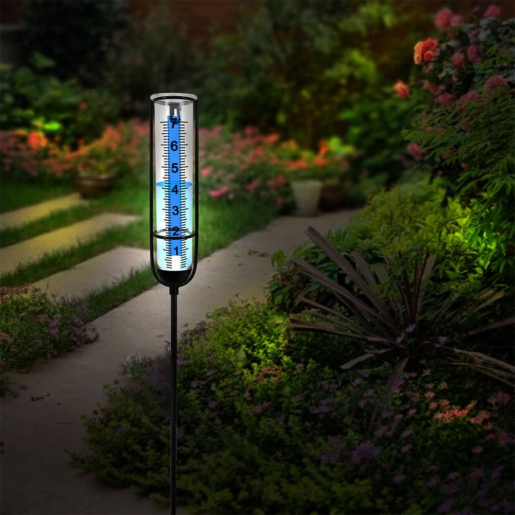 Rain Measure Gauge with Stake Adjustable Height Accurate Rain Gauge Freeze Proof Transparent Rain Measure Gauge for Outdoor Yard