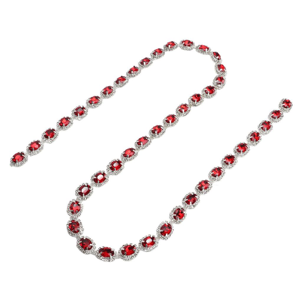 Rhinestone Trim 1 Yard Red Handcrafted Shiny Beautiful DIY Rhinestone Strip for Clothing Necklaces