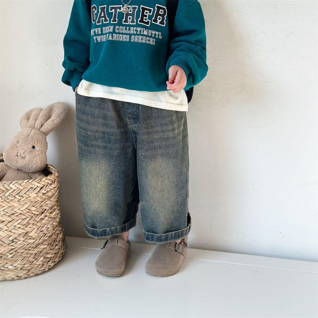 2025 Spring & Autumn Kids' Wide-Leg Pants: Stylish American & Korean Jeans for Boys & Girls
