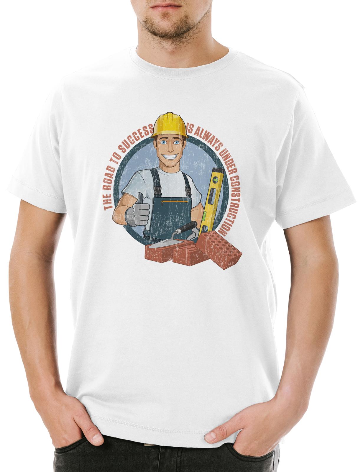 The Road To Success Mens T-Shirt Craftsman Mason Builder Construction L