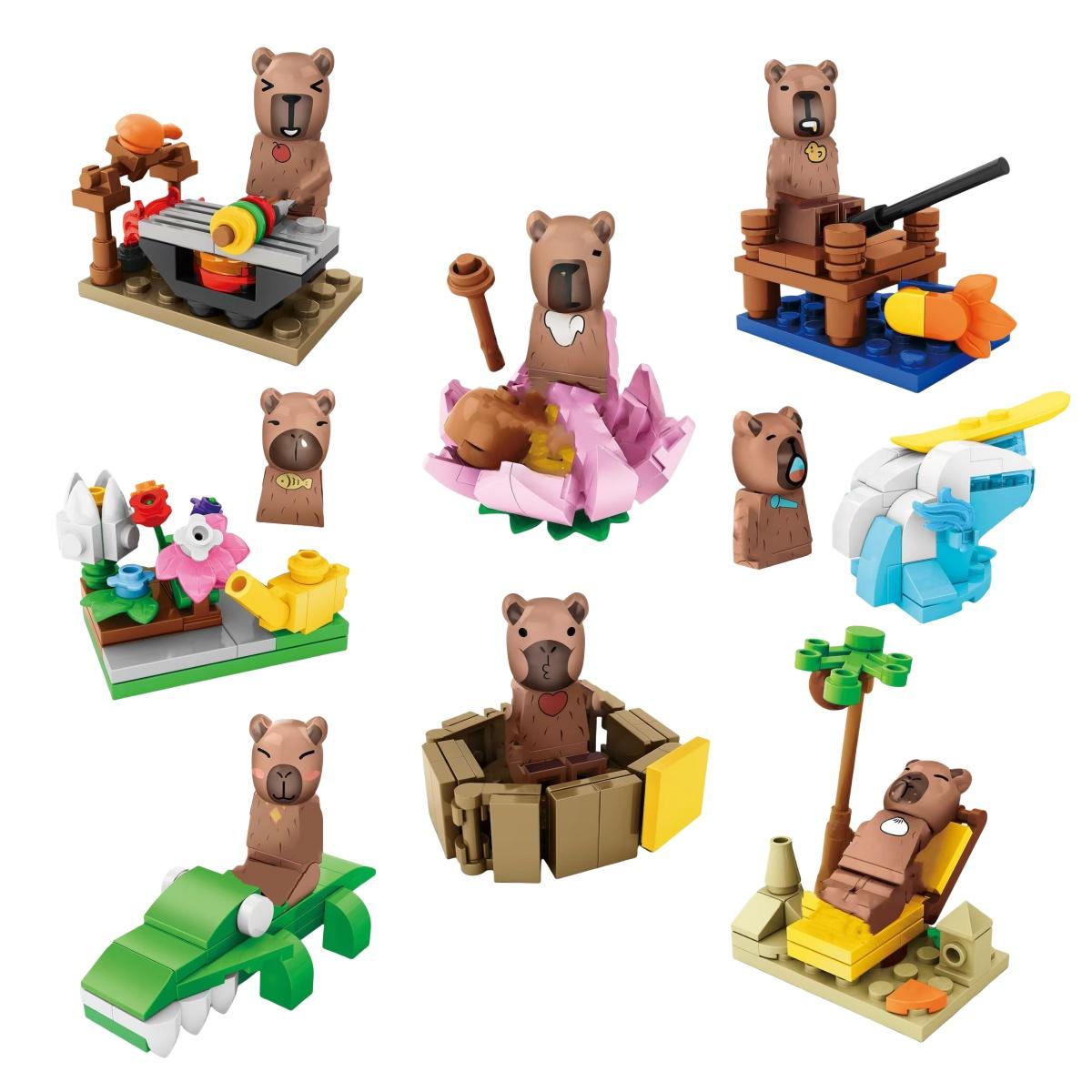 Interesting Toys Unisex Kids Capibala Bricks Doll Kawaii Animal Doll Capybara Children's Kids Gift Mini Action Toy Figures Building Blocks For Children