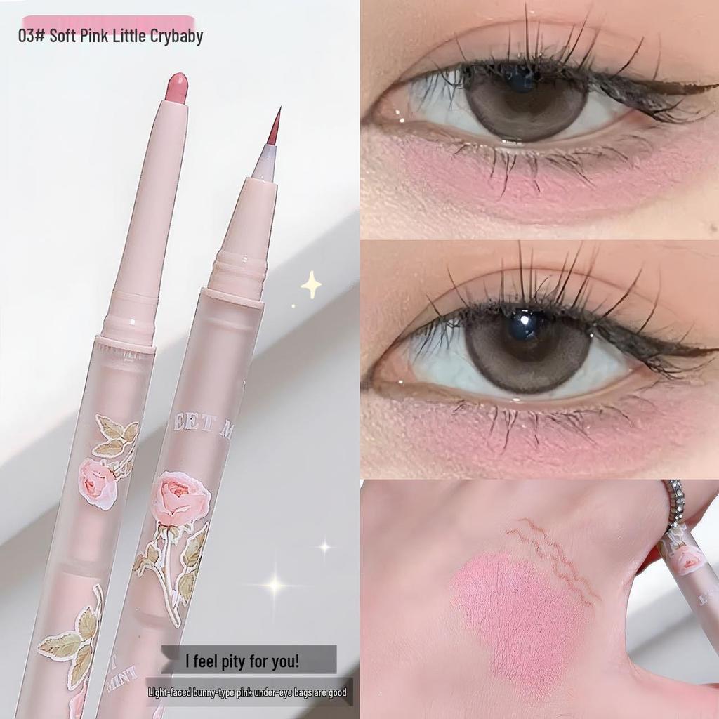 Sweet Mint Dual-Ended Tear Duct Highlighter Stick: Matte & Pearlescent Finish, Tear Duct Brightener, Fine Glitter Eyeliner