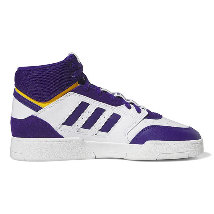 Adidas Originals Drop Step Leder Rutschfest Langlebig High-Top Skateschuhe Unisex Skateschuhe Weiß Lila GV9327
