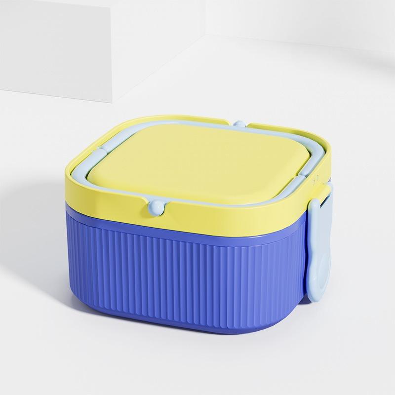 Plastic Portable Bento Lunch Box with Fork Spoon Square Divider Container Leak-proof Bento Box Fruit Preservation Box Can
