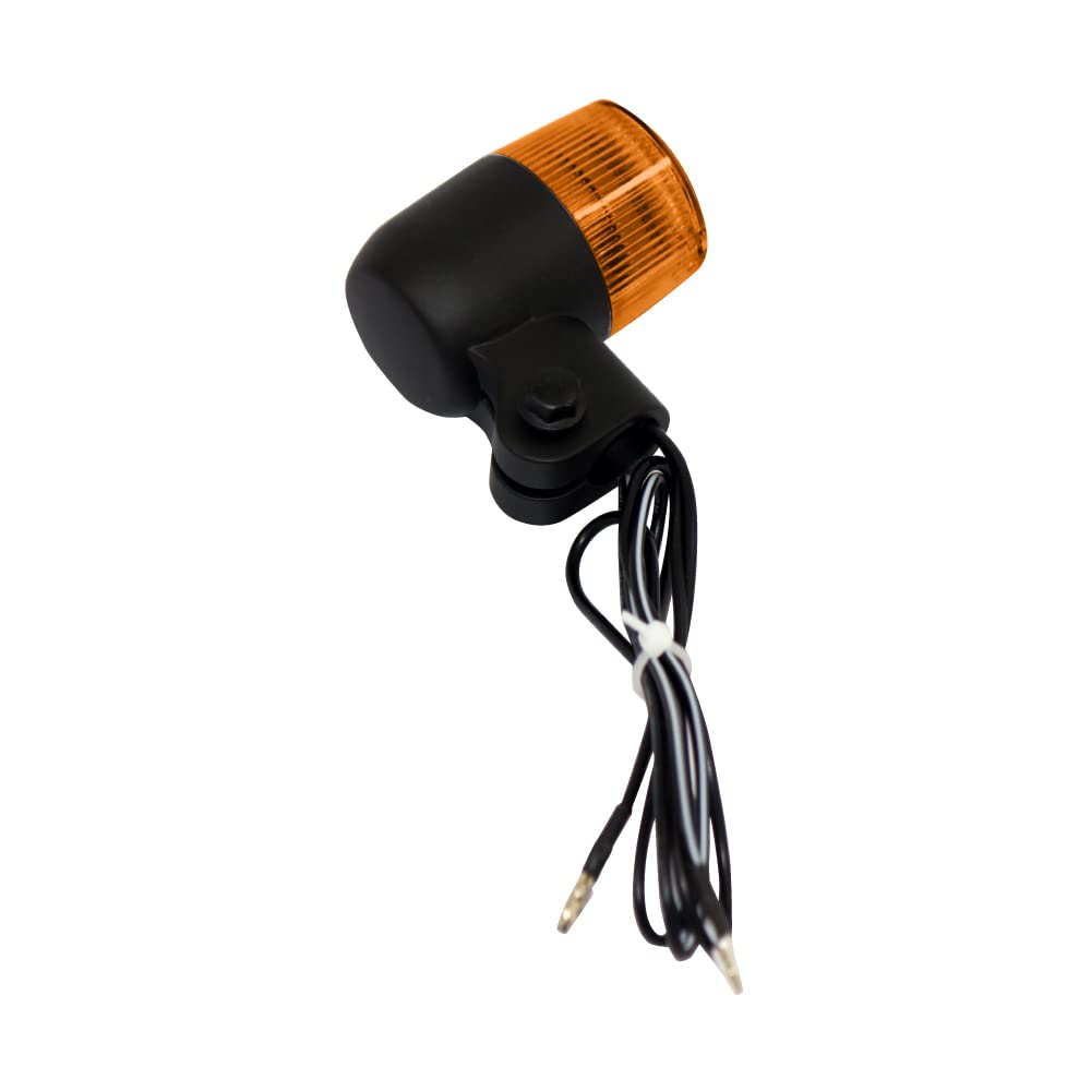 Universal Round Mini European Turn Signal Black/Orange M10*76mm with Mounting Stays Set of 4