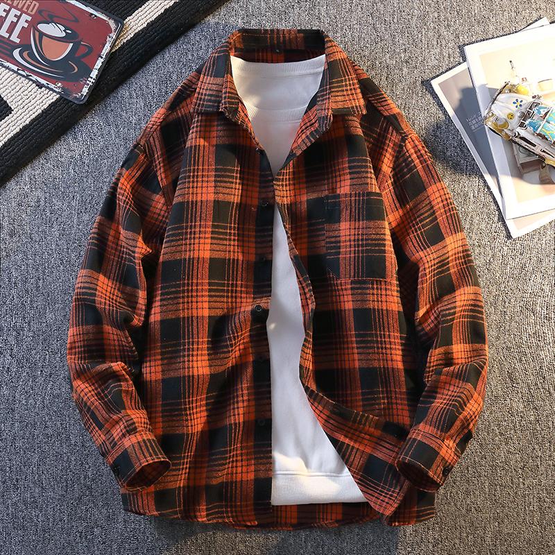 Camicia a Maniche Lunghe da Uomo Camicia Casual Larga Coreana Cappotto da Uomo