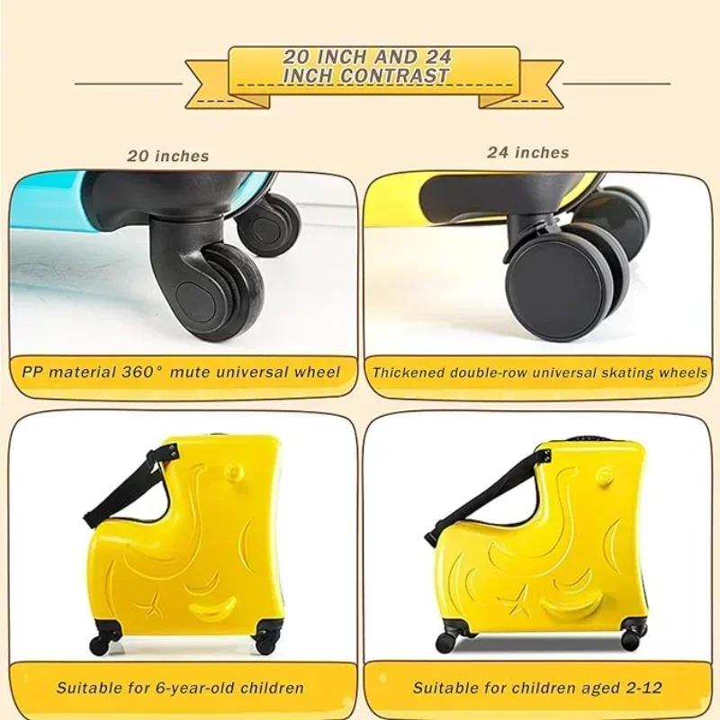 Valigia Monopattino per Bambini Animazione Seduta & da Viaggio Con Ruota Girevole a 360° Pedale Sedile Rimovibile Bagaglio a Mano per Bambino Bambina