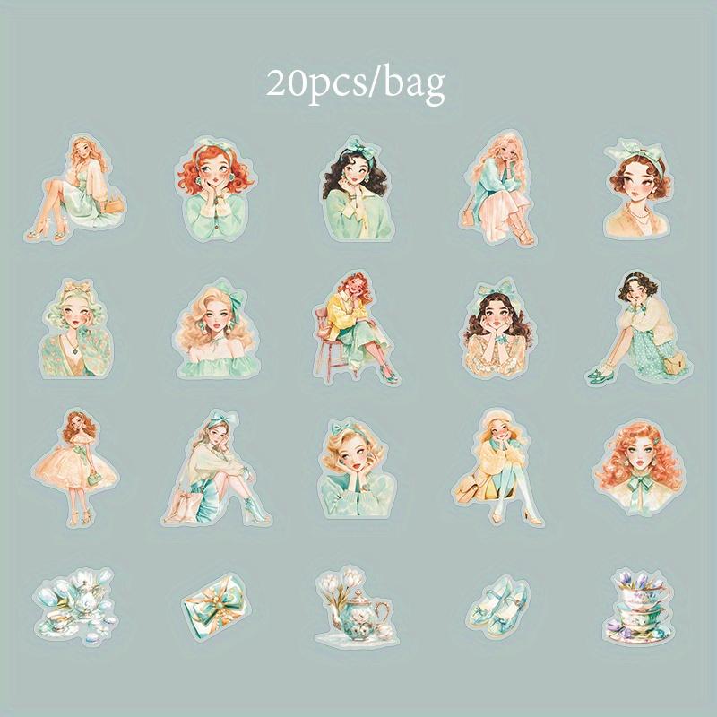 Mr. Paper, Cute PET Stickers for Girls Tea Party 20pcs/pack Kawaii Phone Case Diary Scrapbook Water Cup Decoration Stickers