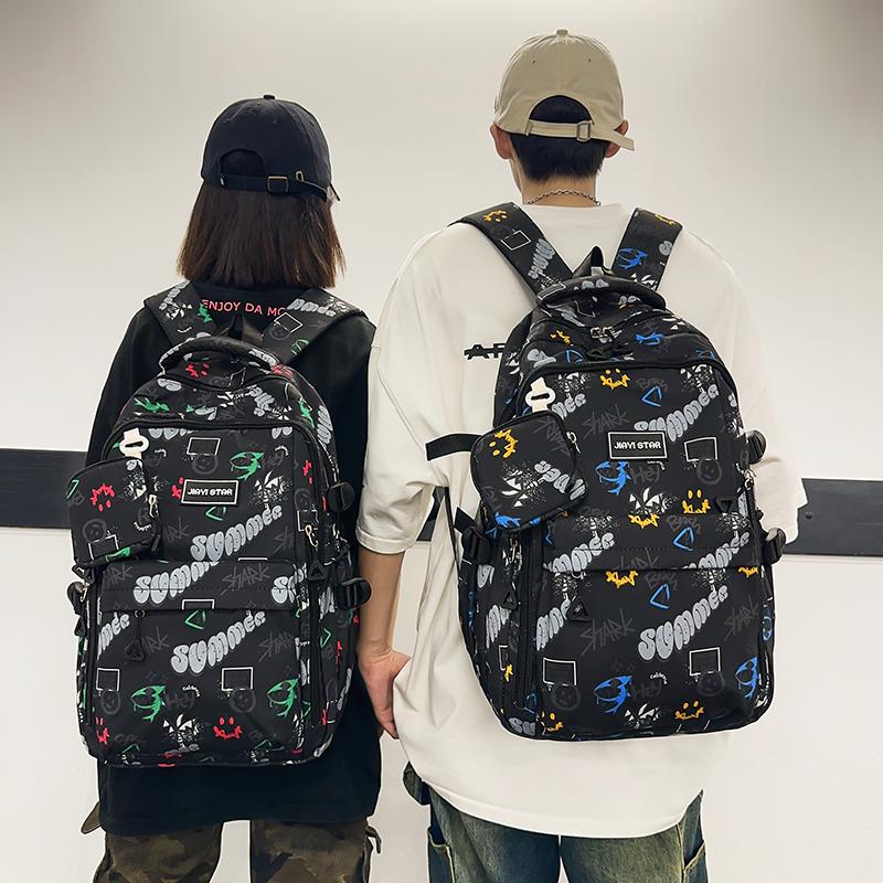 Граффити Принт Школьный Ранец Мужской Класс 4-6 Рюкзак С Монетницей зелёный — фото 3