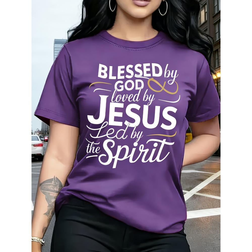 Blessed By God Loved By Jesus Women's Tee - Christian Faith Green Top