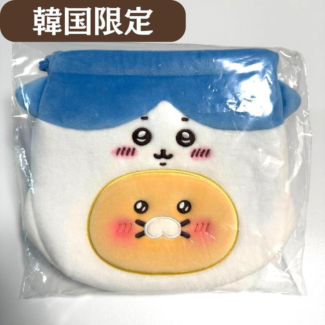 

[USED] Korea-exclusive Chiikawa Hachiware Face Pouch Drawstring Bag Kakao Friends Collaboration