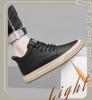 Men's Autumn Invisible Height-Boost 8cm Breathable Cowhide 6-Hole Mid-Top Shoes, British Style Sports Casual Board Sneakers