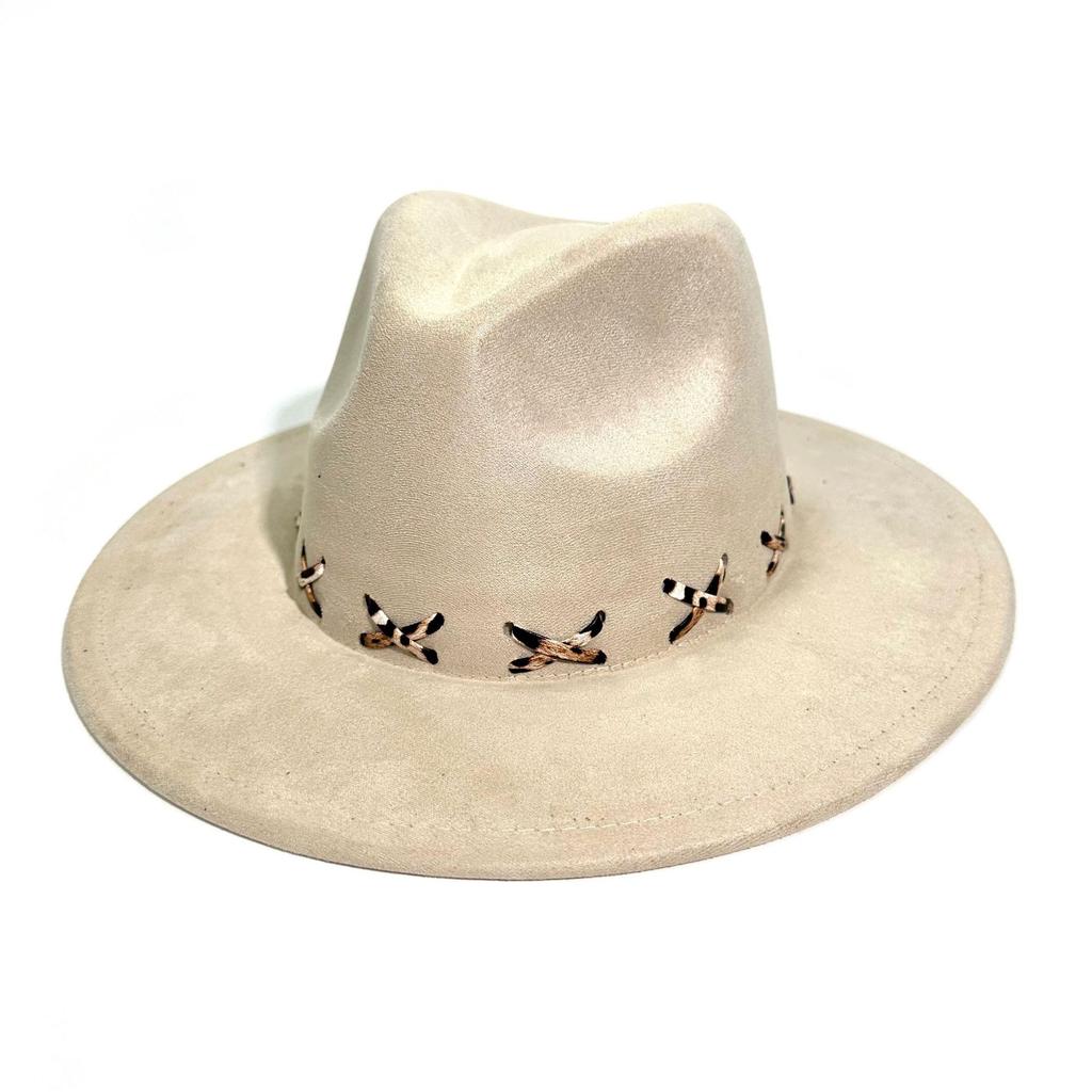 New Suede Peach Heart Top Western Cowboy Hat Top Hat Flat Brim Straight Edge Jazz Hat