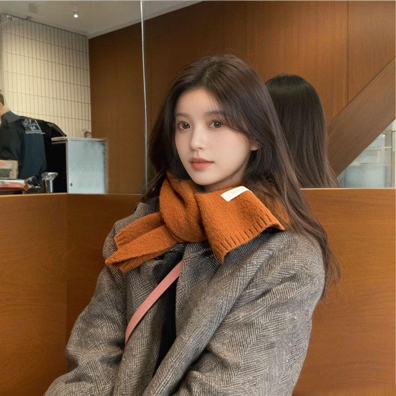 New Scarf Korean Version Ins Warm Solid Color Scarf Women's Autumn and Winter Versatile Knitted Scarf Men