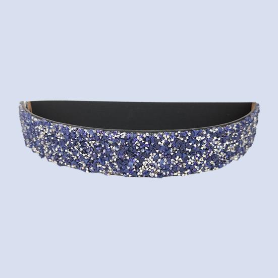 Women Belt Adjustable Elastic Band Shiny Rhinestone Wide Anti-slip Clothes Matching Anti-break Tight Waist Dress Waistband Clothes Accessory