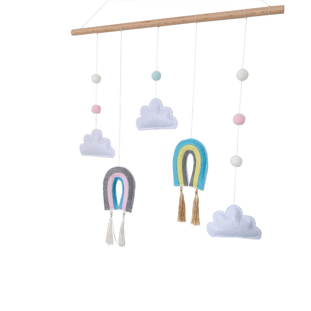 1pc Wooden Stick Rainbow Felt Pendant Wall Decorative Wall Hanging Handmade Weaving Living Room Bedroom Decorative Accessories