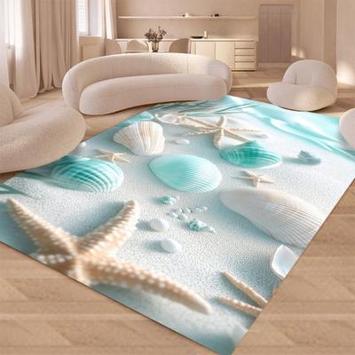 Muschel 3D Teppich Delfin Sprung Matte Meeresschildkröte Heimdekoration Korallenriff Fußmatte Rutschfeste Bodenmatte Wohnzimmer Dekoration