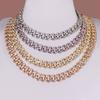 NIEDRIGE MOQ Eisiges Rosa Zirkonia 18 Karat Gold Miami Cuban Link Ketten für Damen Herren
