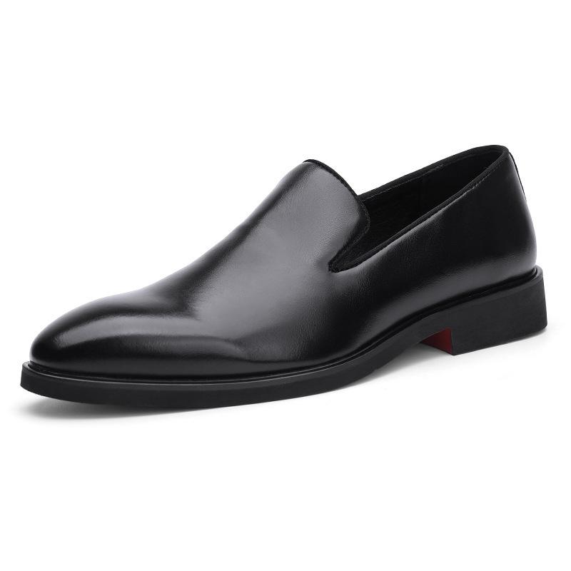 Leather shoes men's British style foot cover business casual dress leather shoes large size one pedal loafers men