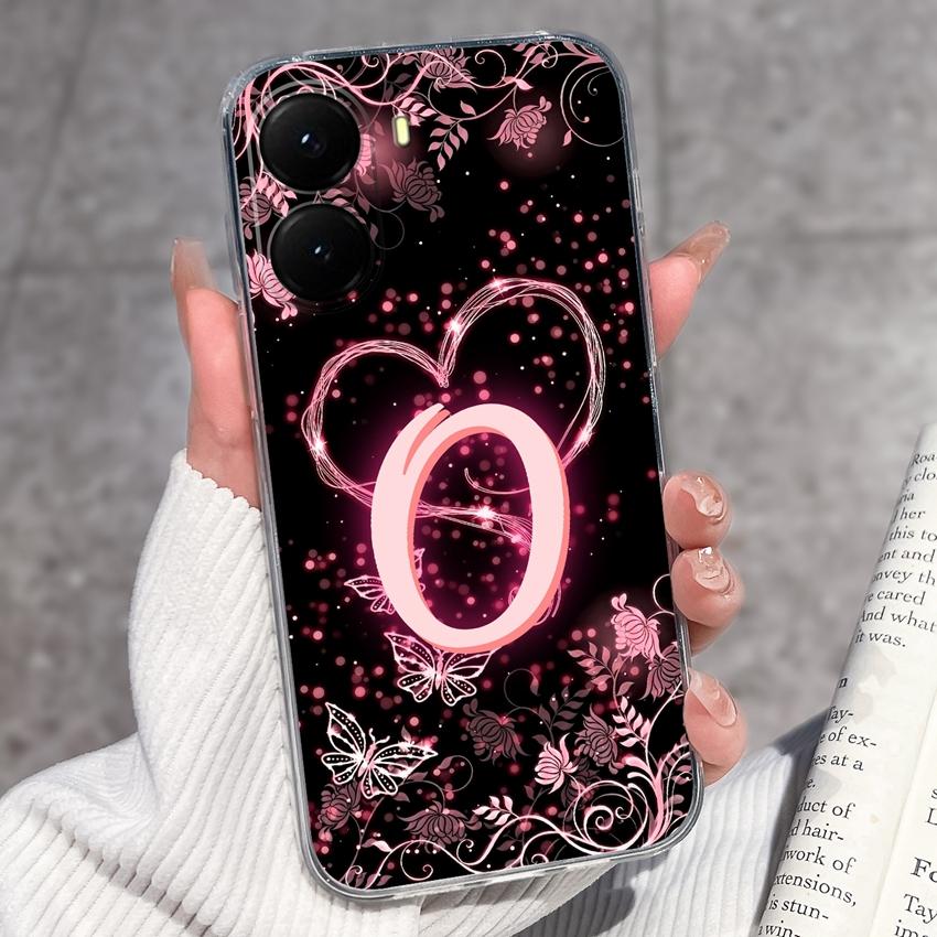 Initial Letter A-Z Fashion Phone Case For Xiaomi Poco X7 X6 X5 X4 X3 Pro C85 C75 C71 C51 C50 Black TPU Soft Silicone Protective Shell For Xiaomi Cover