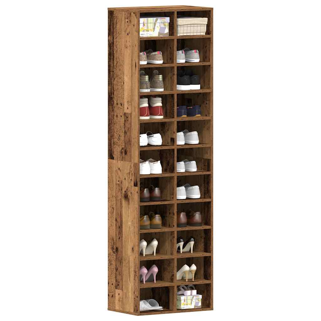 Schuhschrank Altes Holz 54x34x183 cm Leimholz