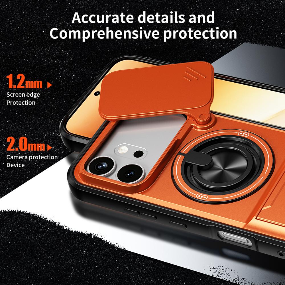 KEYSION Magnetic Phone Case for HONOR 600 600 Pro 5G Slide Camera Protection Upright Kickstand 360° Ring Shockproof Back Cover