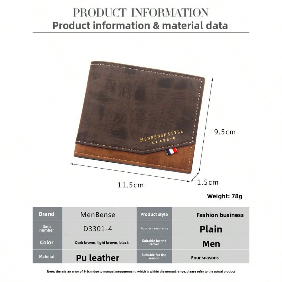 Korean Version Hinge Bronzing Printing Men's Wallet Short, Matte Multi-card Large-capacity Men's Wallet