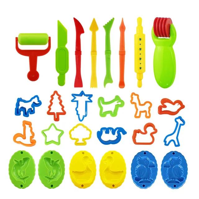 Dough Play Tools for Kids Dough Accessories Molds Dinosaur Fruit Roller Cutter Scissor Playdough Clay Mold Children DIY Toys