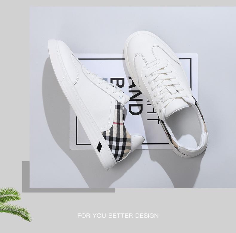 2025 Autumn Trendy Men's Genuine Leather Casual Lace-up Skate Shoes, Color Block Design