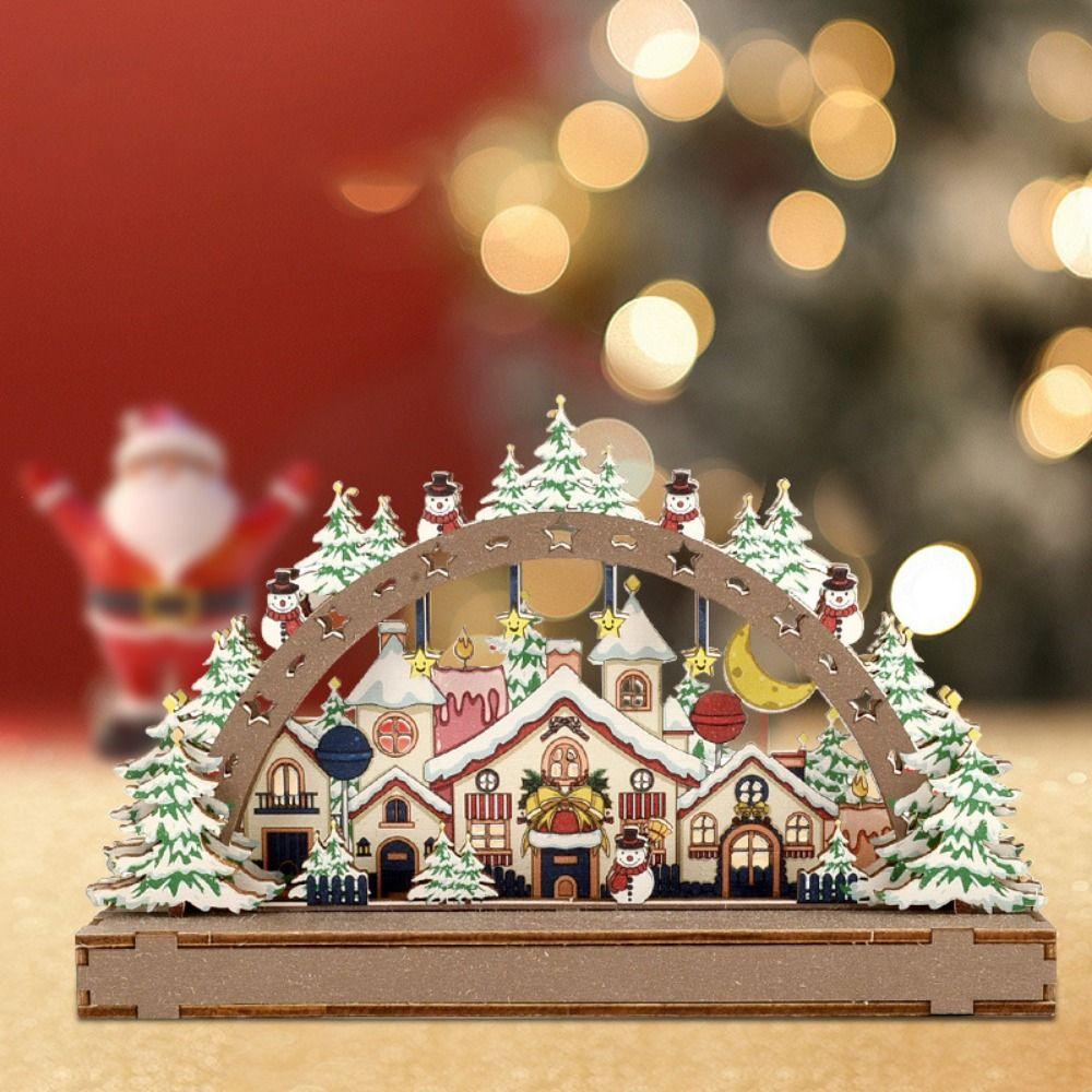 Handmade Christmas Wooden Ornament Xmas Tree Christmas DIY Assemble Xmas Village House  Christmas