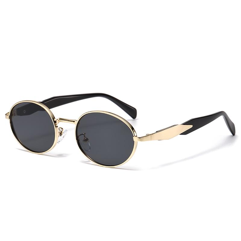 Vintage Oval Metal Sunglasses Women Casual Fashion Brand Eyewear Female Luxury Sun Glasses Punk Unisex Stylish Shades UV400