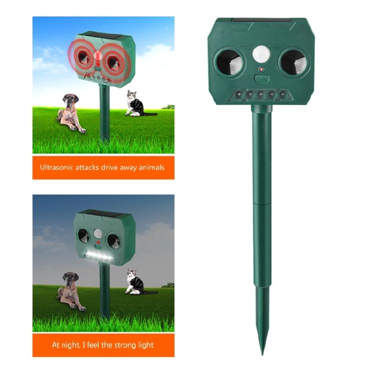 Solar Animal Repeller Ultrasonic Repellents LED Light Alarm Repels Cat Dogs Bird