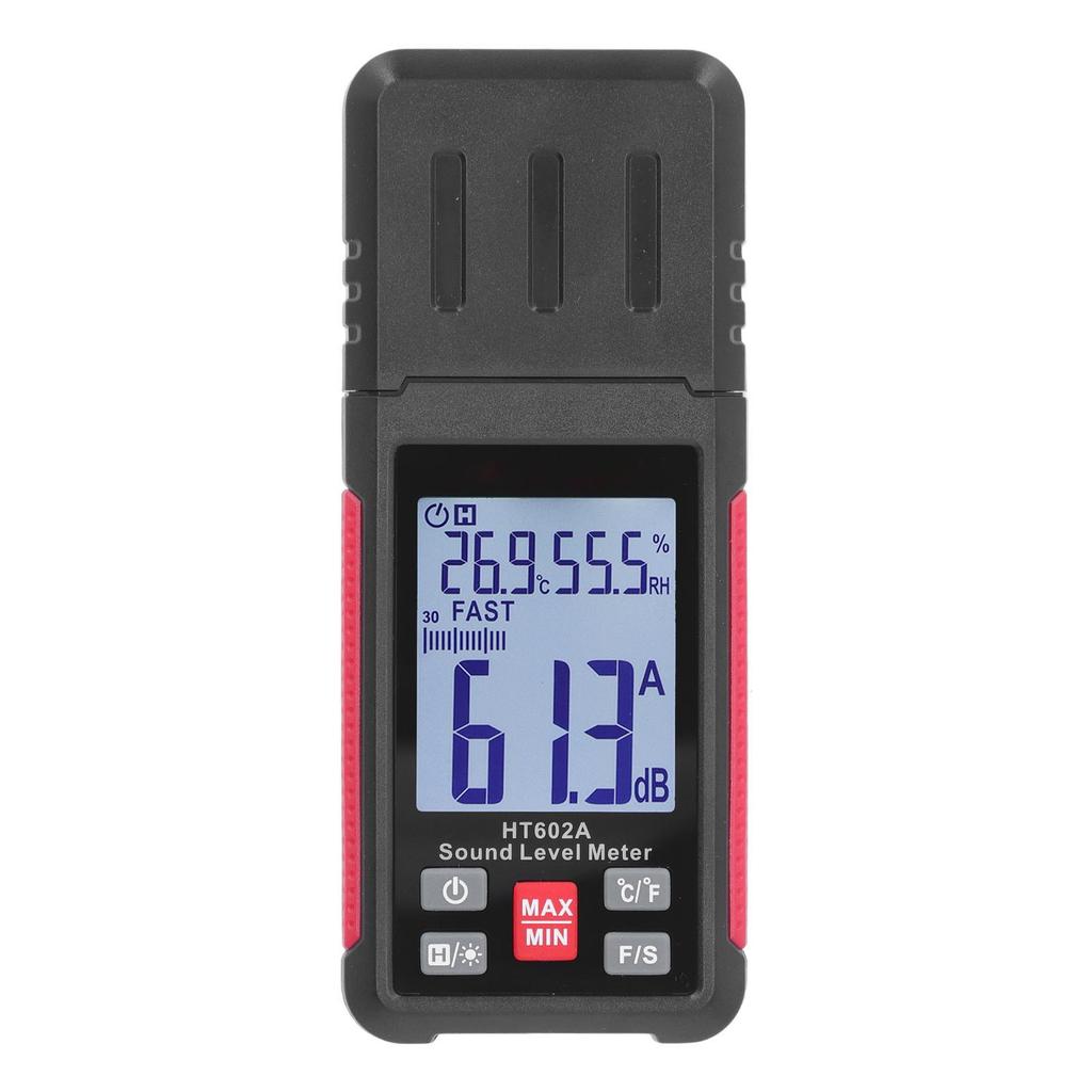 Sound Level Meter Digital Portable 30‑130dB Decibel Noise Temperature Humidity Measuring with LCD Screen Backlight