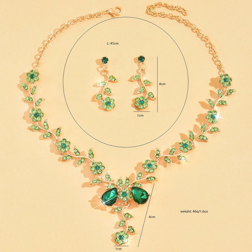 Sunflower Rhinestone Crystal Necklace & Earrings Set - Women's Wedding Banquet Accessories