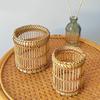 Multipurpose Handwoven Vases Sturdy Rattan Basket Pots Portable Accessories for Country Styles Household Accent