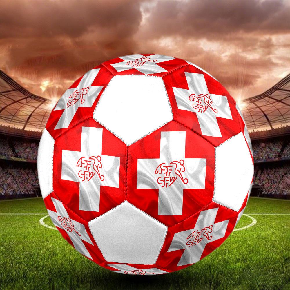 Switzerland National Football Size 5 Soccer Ball, Machine-Stitched PVC, Durable & High Bounce, All Ages Fit, Fan Merchandise, Matches & Outdoor Use.