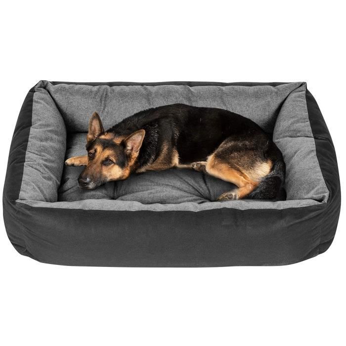 Panier pour chien - superkissen24 - lit apaisant - taille m - noir et gris - lin