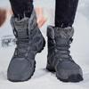Couple Lace-up Snow Boots Fur-lined Half Boots Plush Cotton Shoes Anti-slip Winter Warm Outdoor Sneakers Wear-resistant